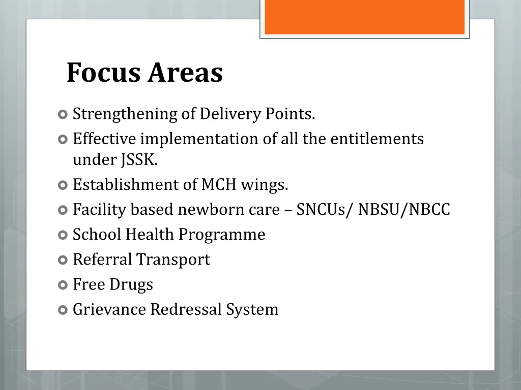 focus areas