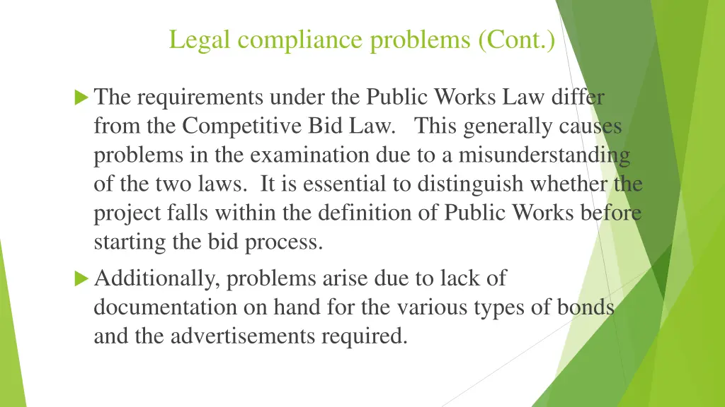 legal compliance problems cont 1
