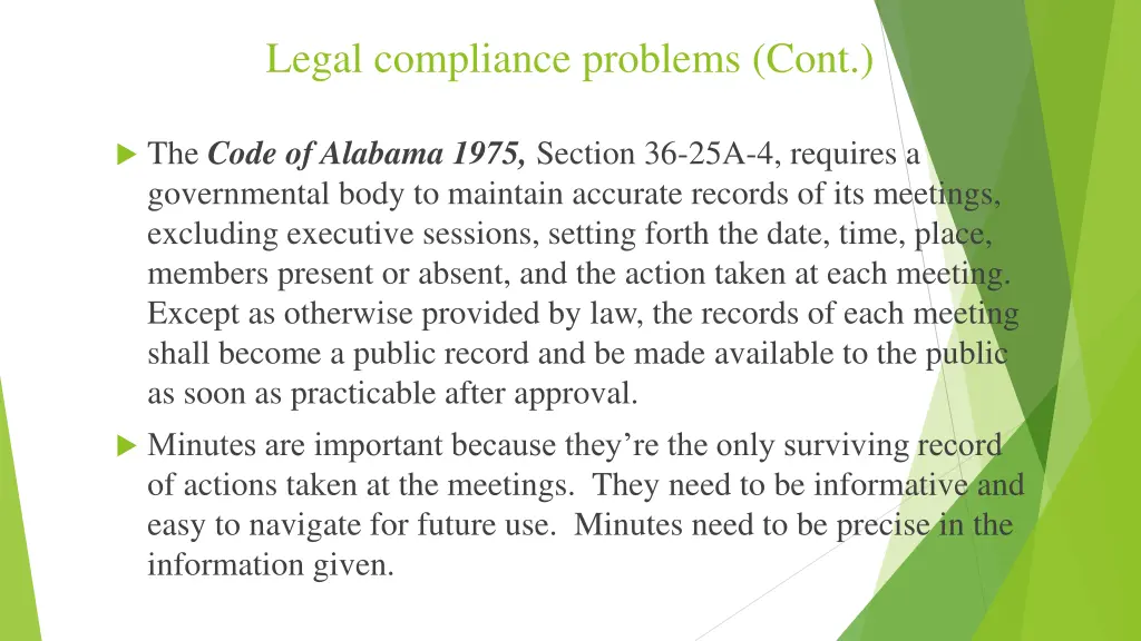 legal compliance problems cont 2