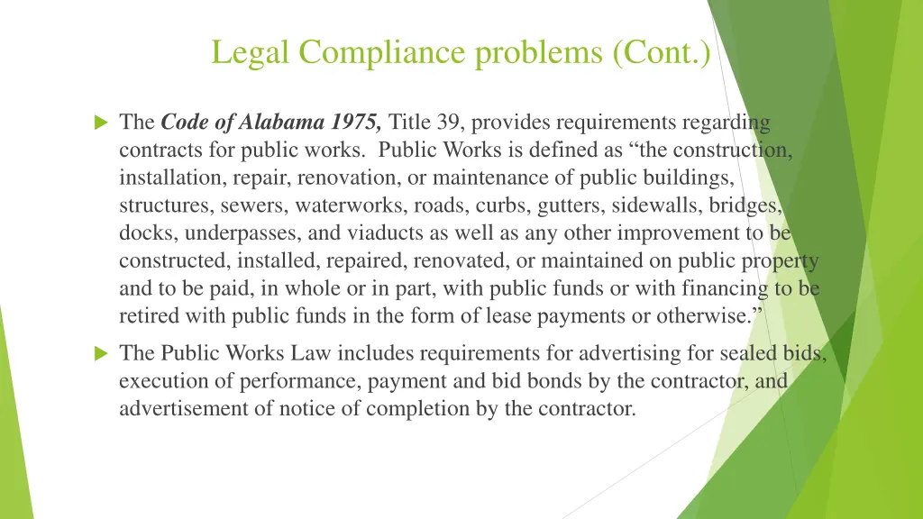 legal compliance problems cont