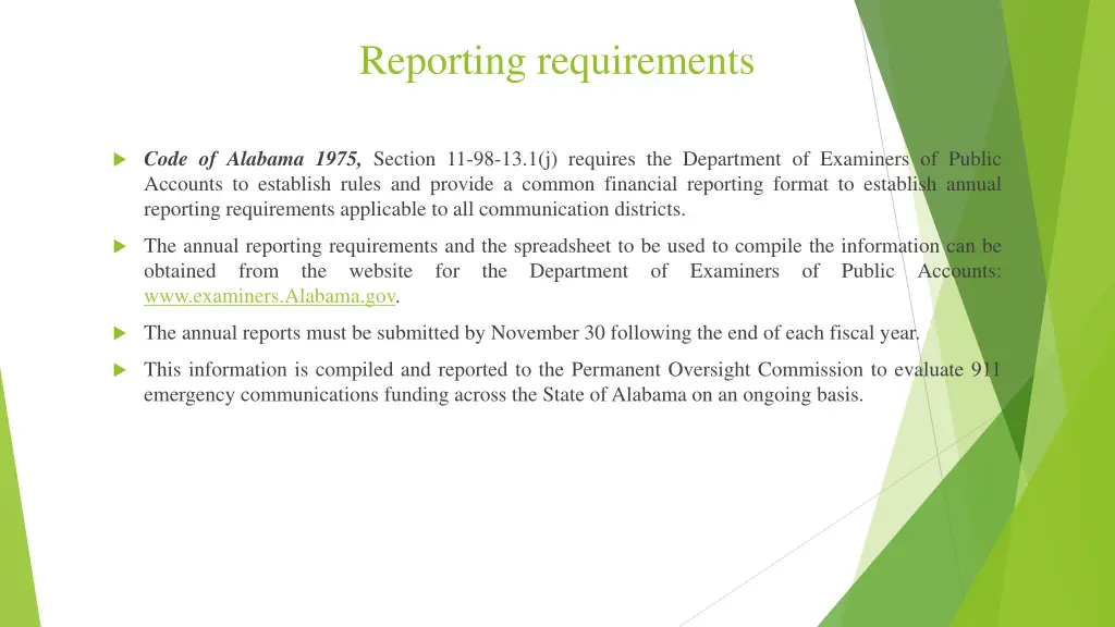 reporting requirements