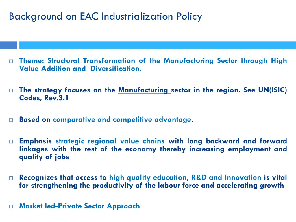 background on eac industrialization policy