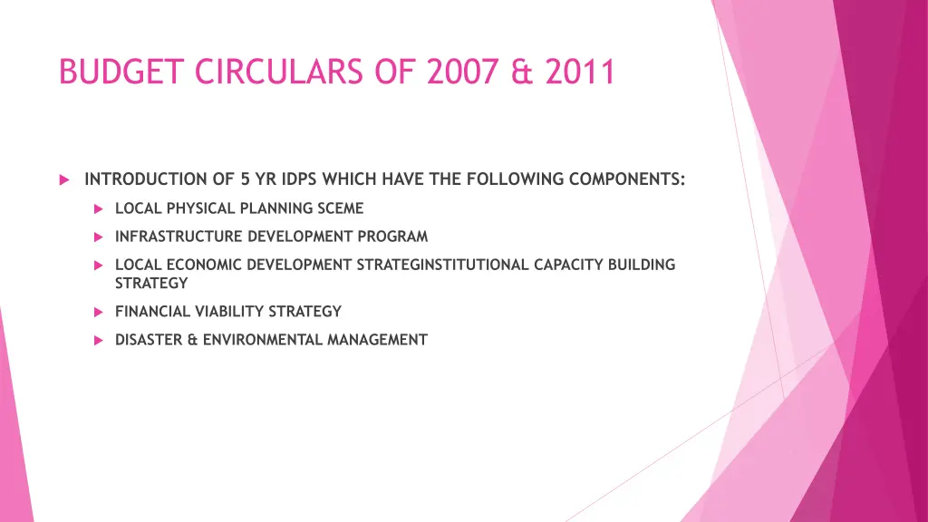 budget circulars of 2007 2011