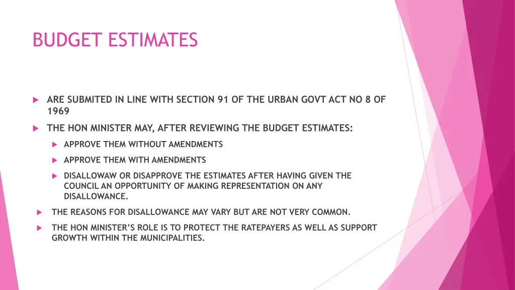budget estimates