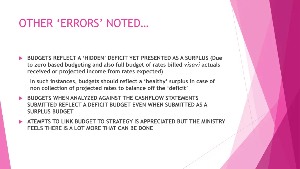 other errors noted