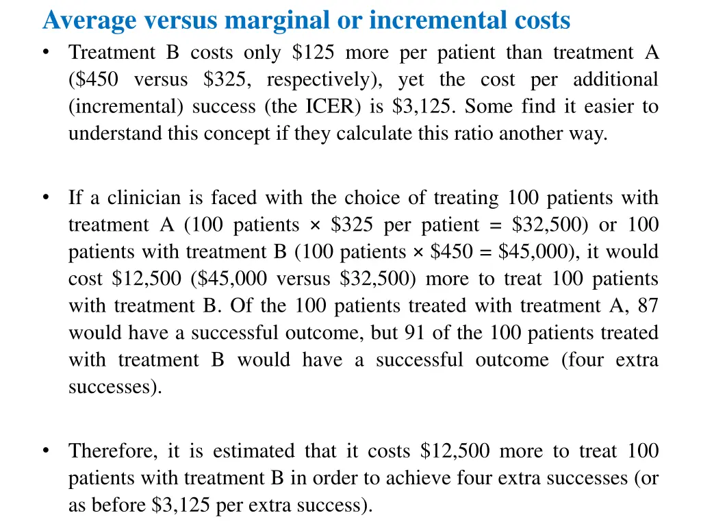 average versus marginal or incremental costs