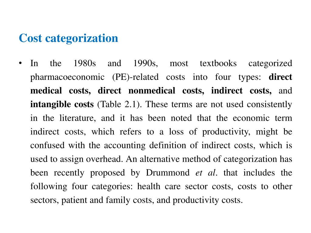 cost categorization