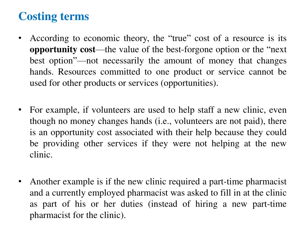costing terms
