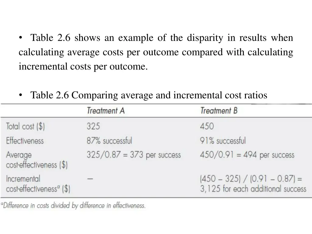 table 2 6 shows an example of the disparity