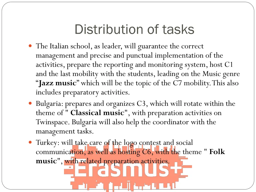 distribution of tasks