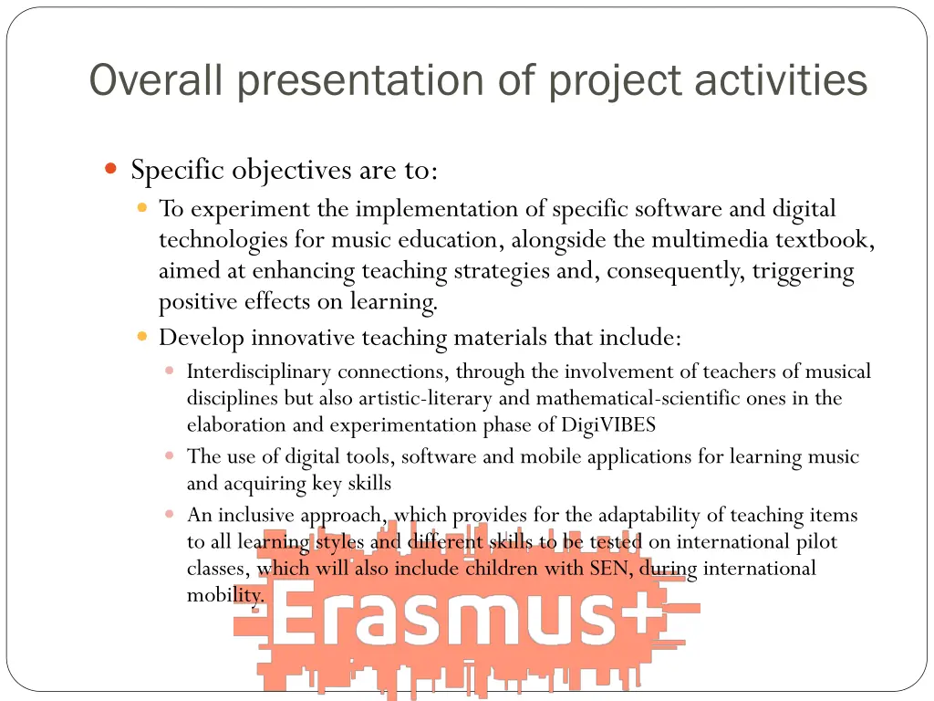 overall presentation of project activities 1