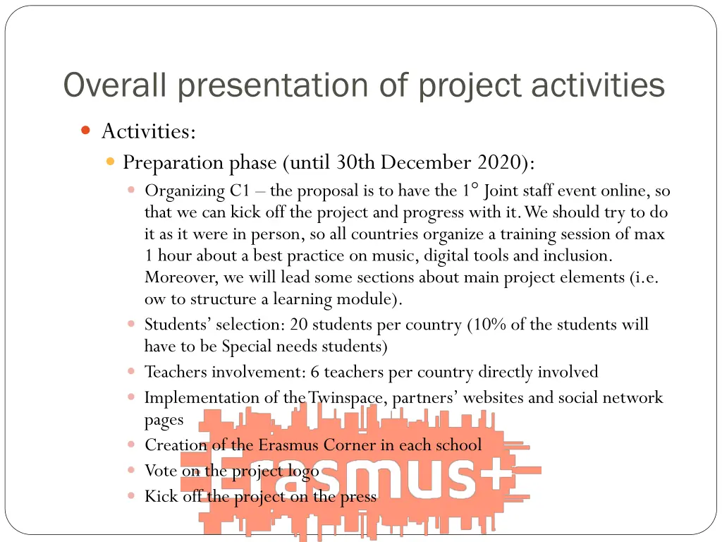 overall presentation of project activities 3