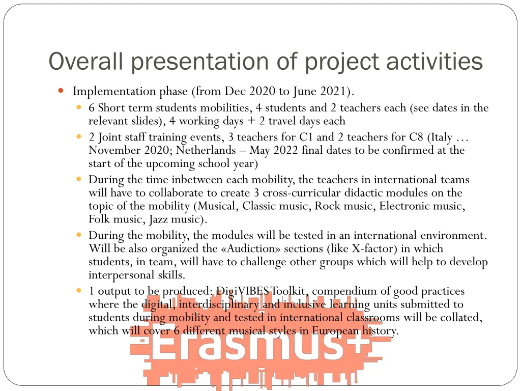 overall presentation of project activities 4