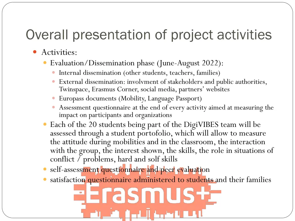 overall presentation of project activities 5