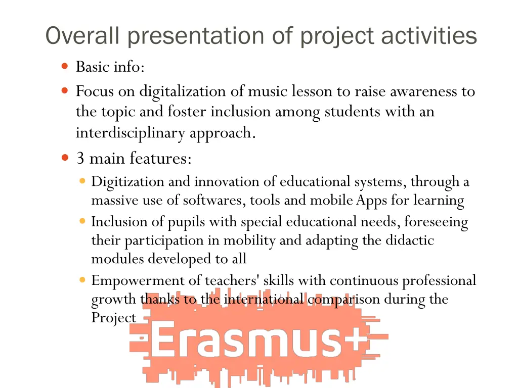 overall presentation of project activities basic