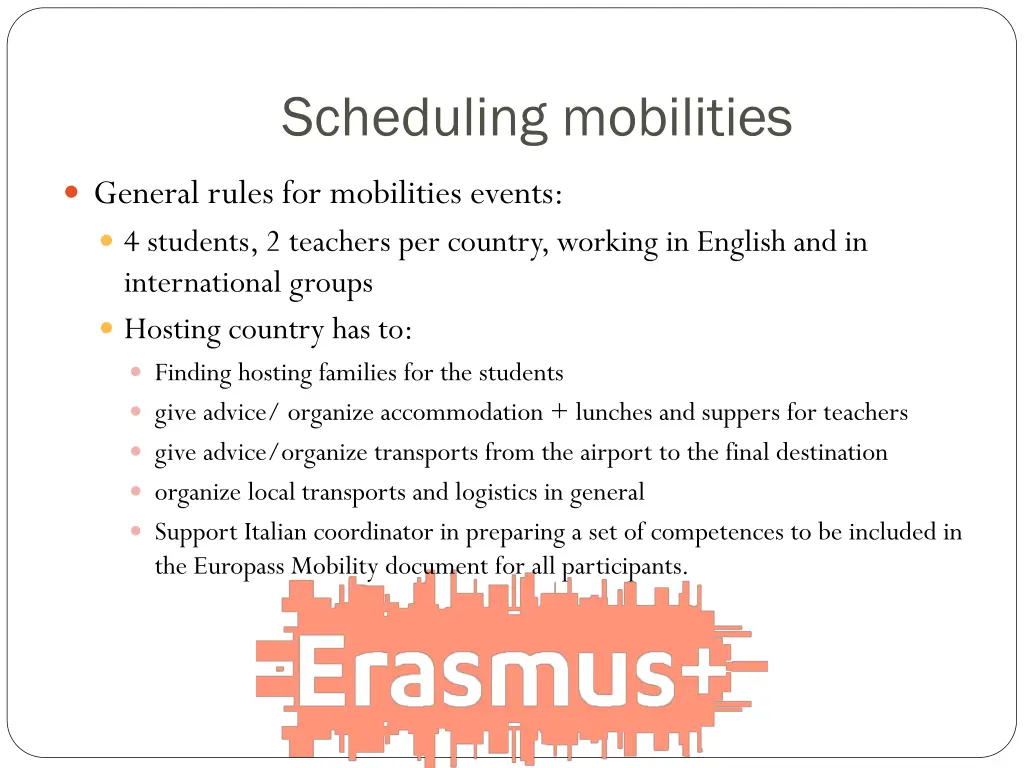 scheduling mobilities
