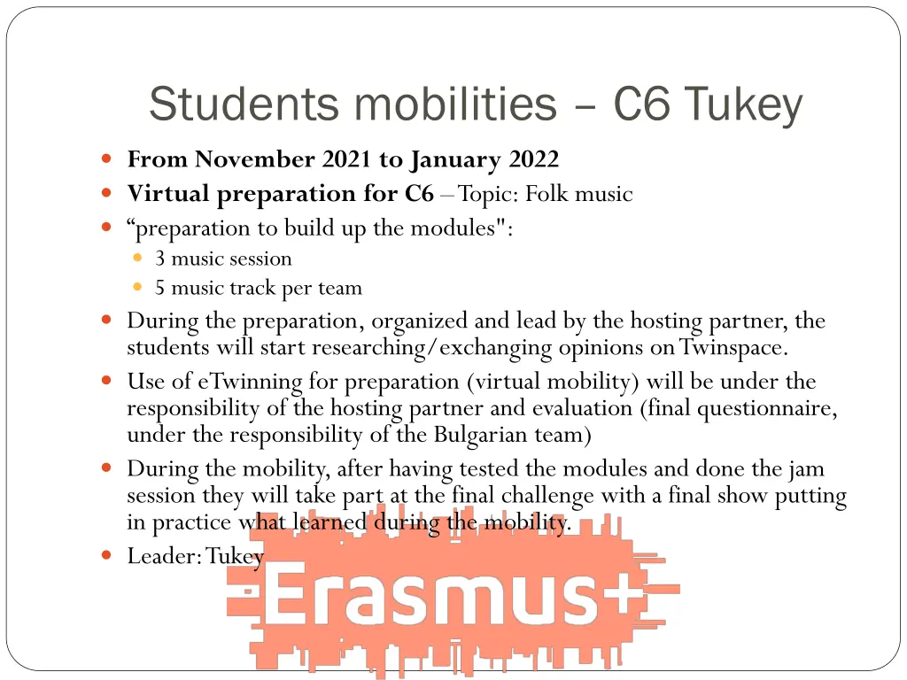 students mobilities c6 tukey