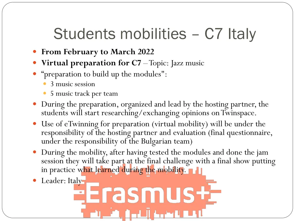 students mobilities c7 italy