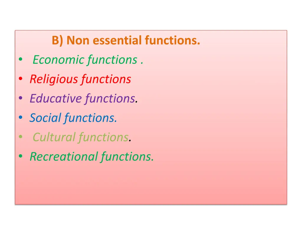 b non essential functions economic functions