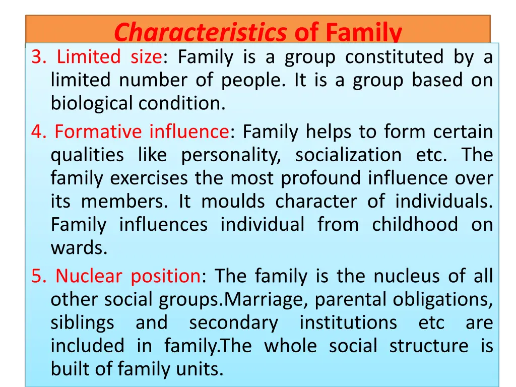 characteristics of family 3 limited size family