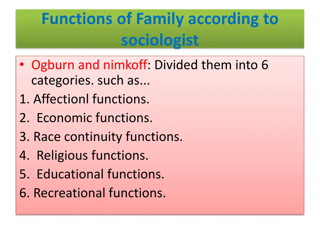 functions of family according to sociologist