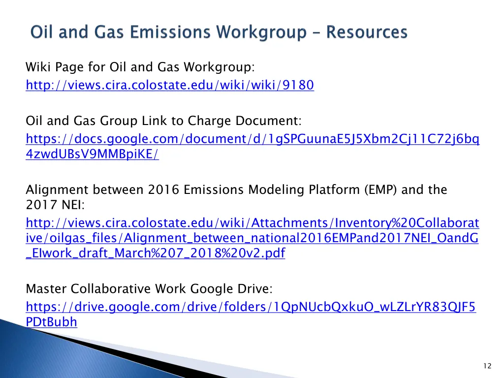 wiki page for oil and gas workgroup http views