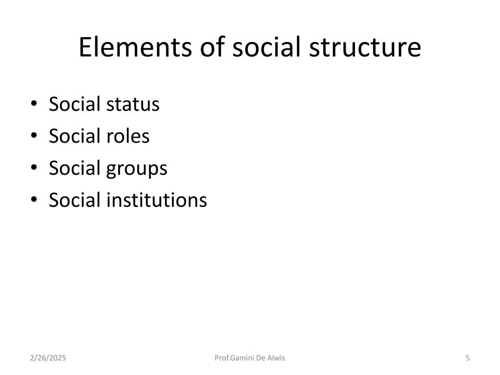 elements of social structure