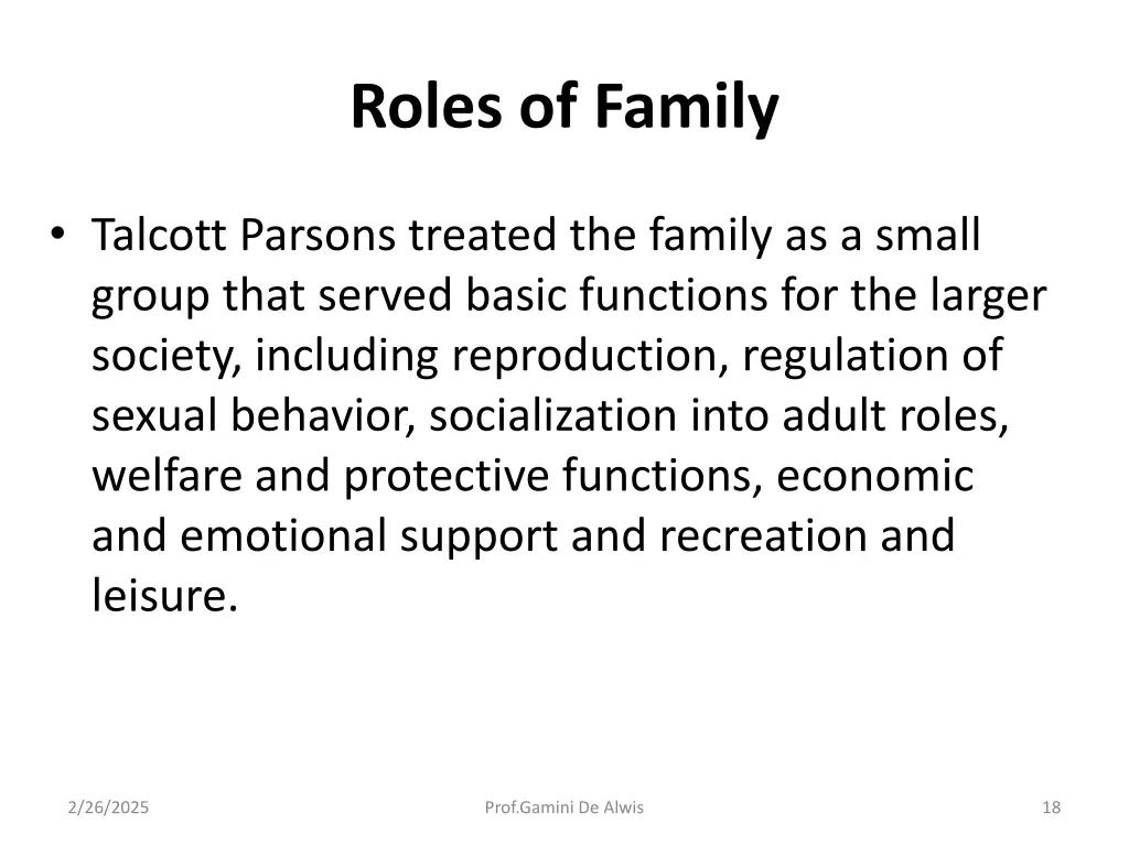 roles of family