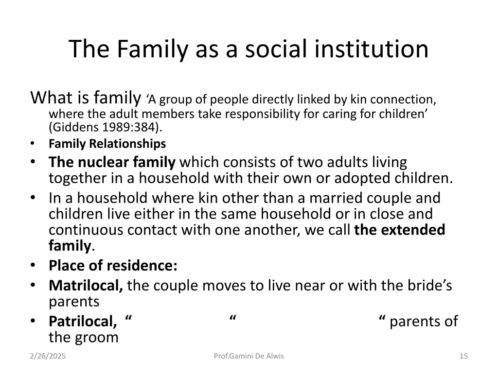 the family as a social institution