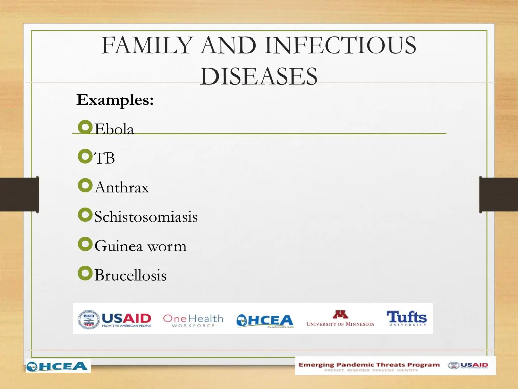 family and infectious diseases examples ebola