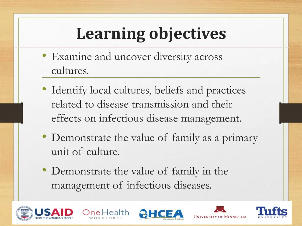 learning objectives examine and uncover diversity