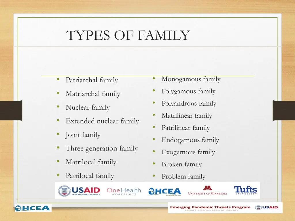 types of family