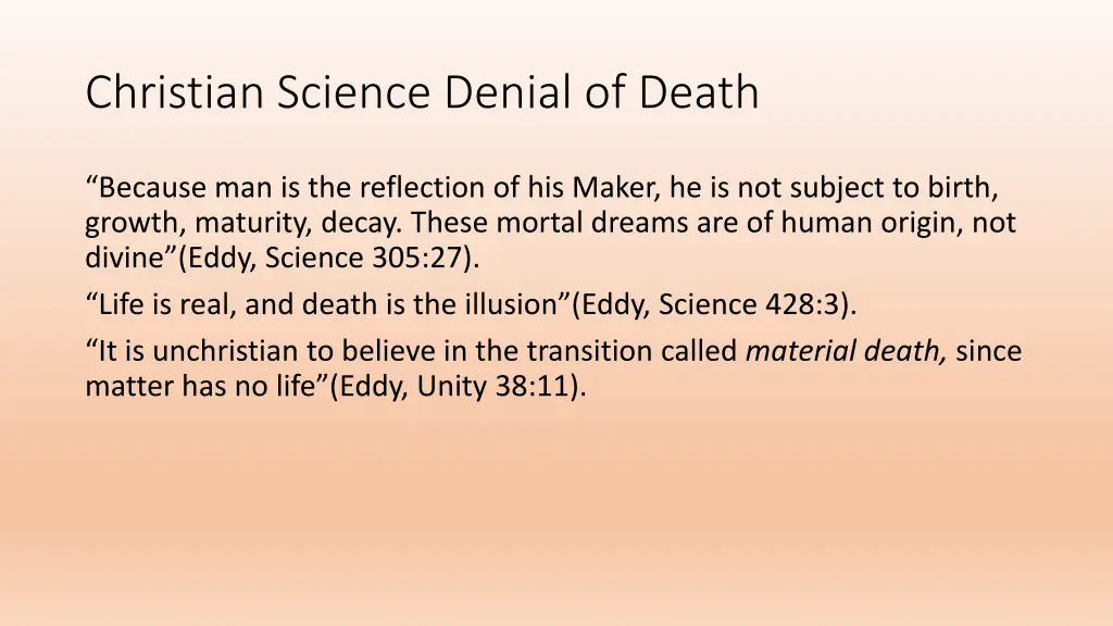 christian science denial of death