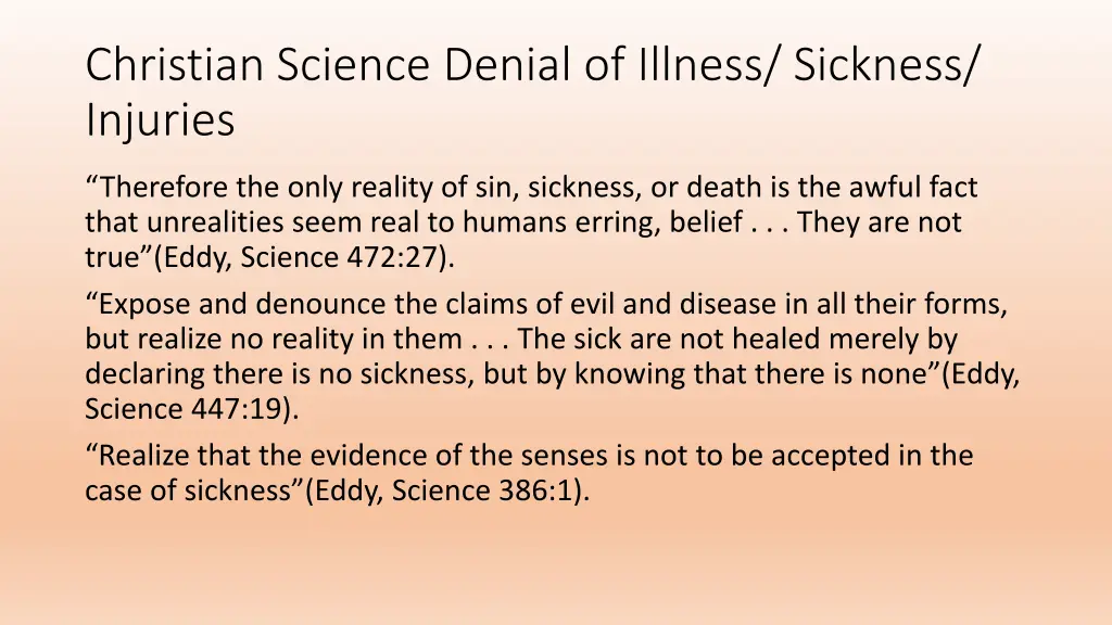 christian science denial of illness sickness