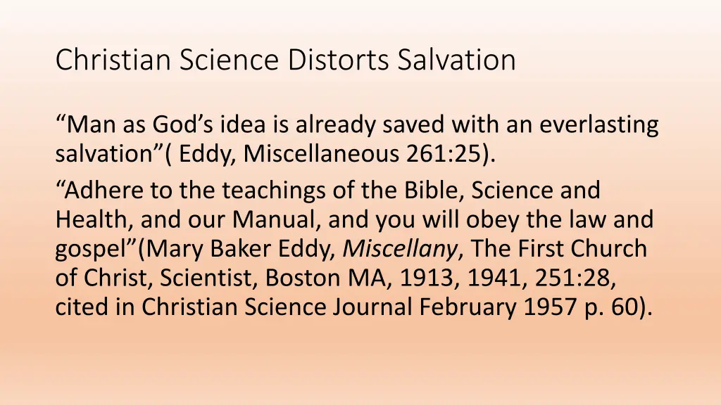 christian science distorts salvation