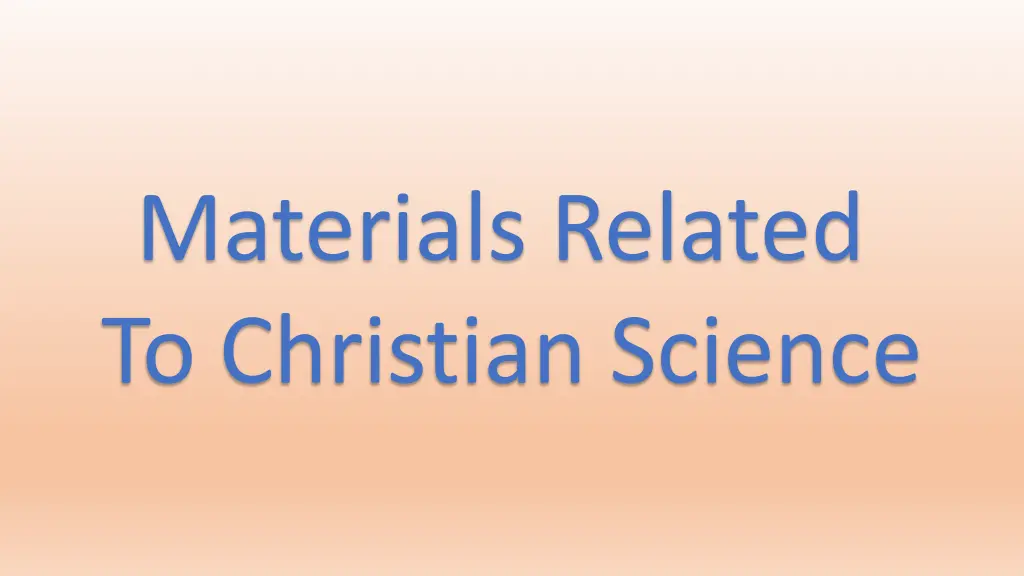 materials related to christian science