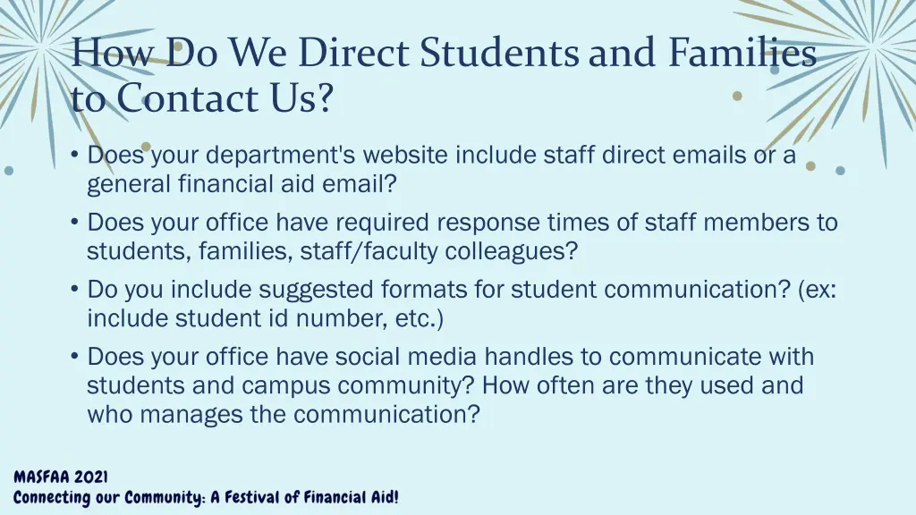 how do we direct students and families to contact