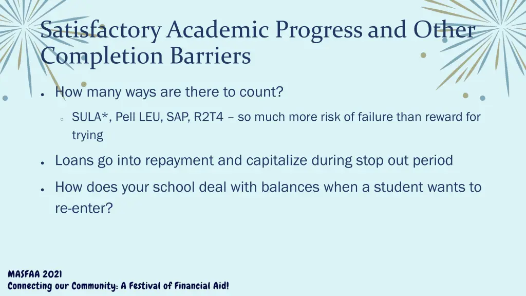 satisfactory academic progress and other