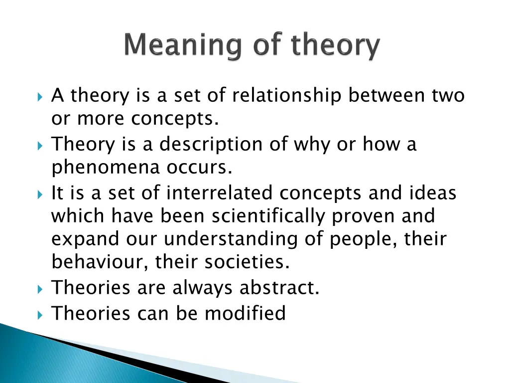 a theory is a set of relationship between