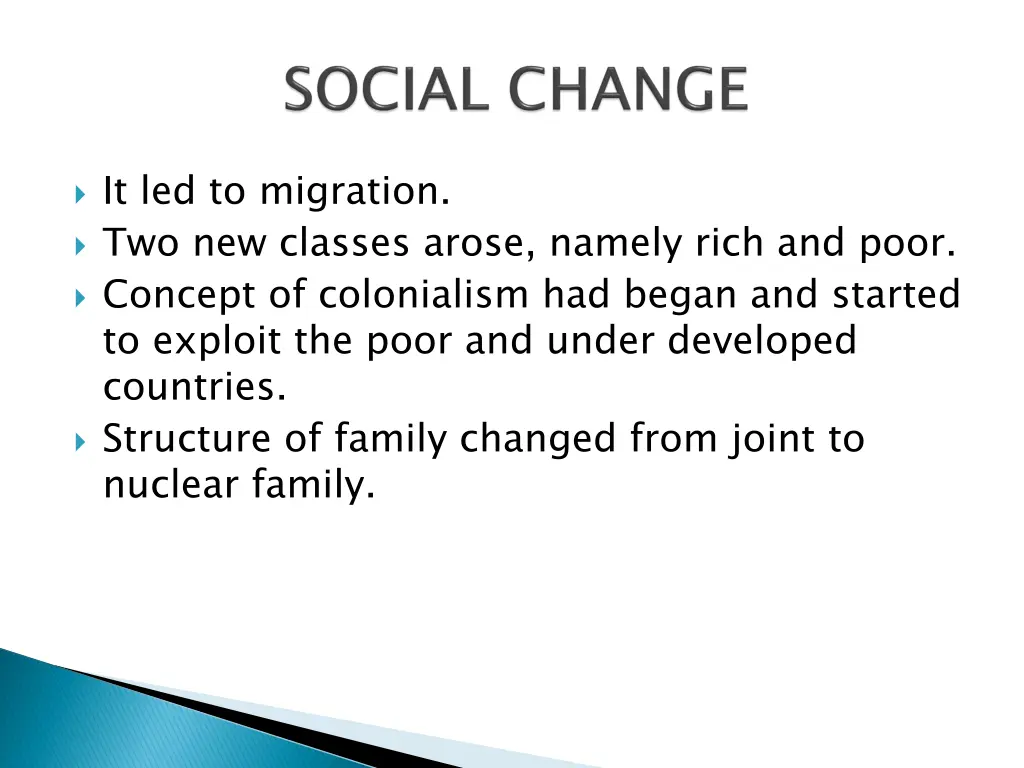 it led to migration two new classes arose namely