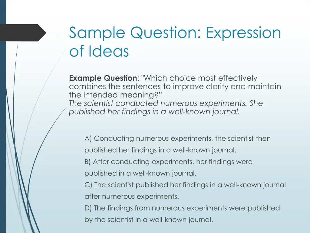 sample question expression of ideas