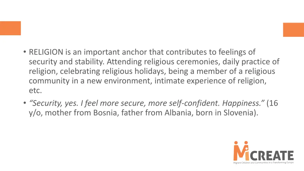 religion is an important anchor that contributes