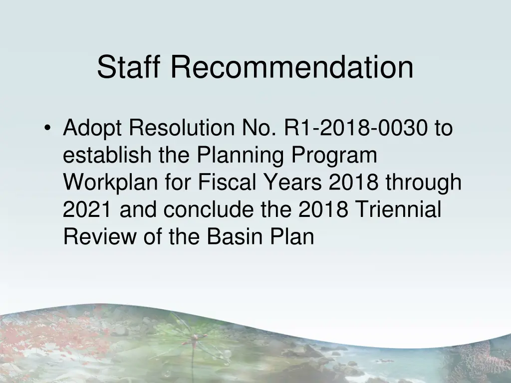 staff recommendation