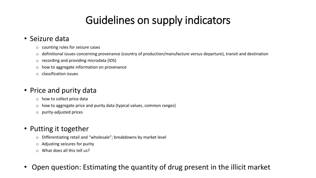 guidelines on supply indicators guidelines