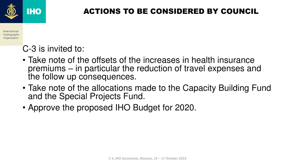 actions to be considered by council