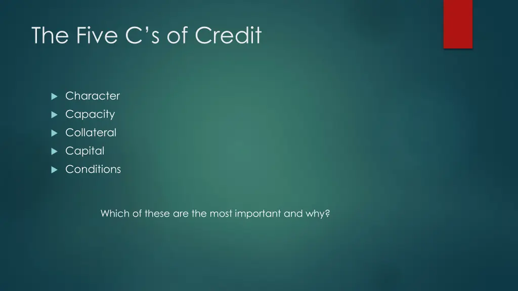 the five c s of credit
