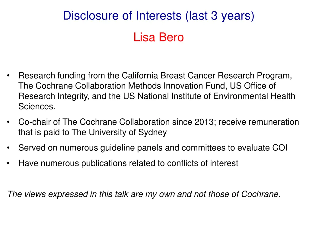 disclosure of interests last 3 years