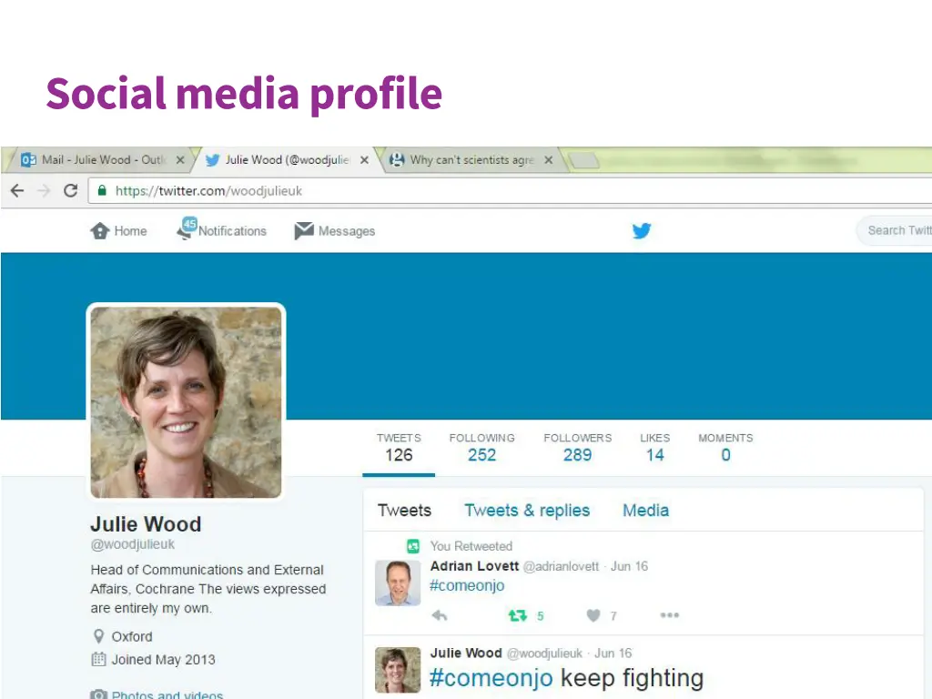 social media profile