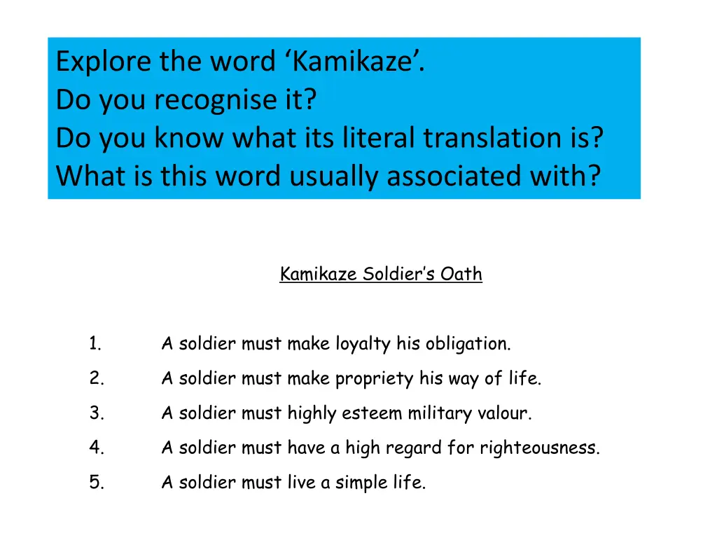 explore the word kamikaze do you recognise