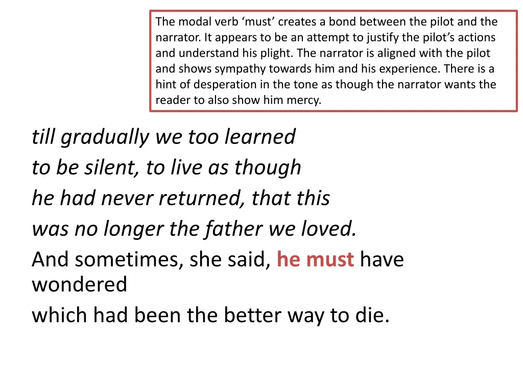the modal verb must creates a bond between
